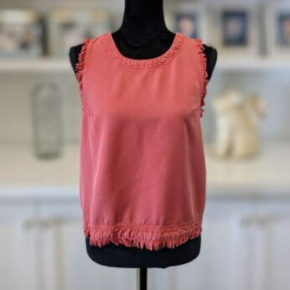Altar'd State Tops - ALTAR'D STATE Briar Button Back Tank Womens M Frayed Edge Top Shirt Pink Red